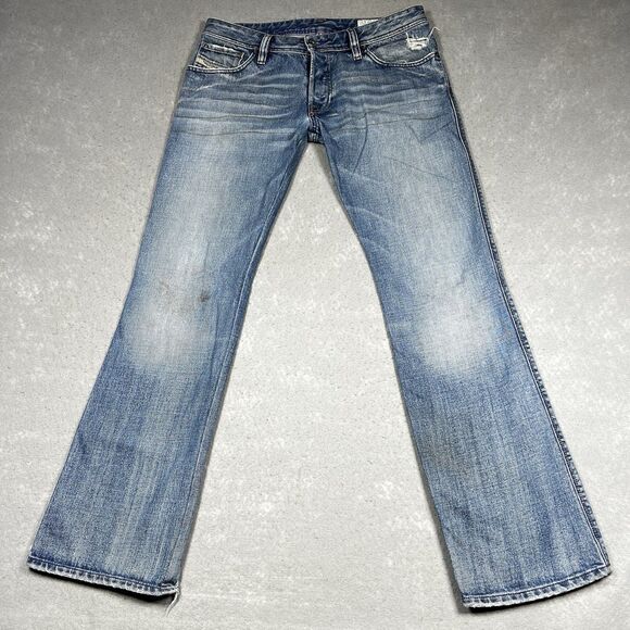 Diesel ZAF Distressed Wash Denim Jeans Button Fly Light Wash W32 L32 - Picture 2 of 15